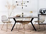 Dining Table Concrete Effect 160 X 90 Cm Black Metal Legs Industrial Kitchen Beliani