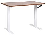 Manually Adjustable Desk Dark Wood Tabletop White Steel Frame 120 X 72 Cm Sit And Stand Square Feet Modern Design Office Beliani