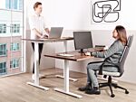 Manually Adjustable Desk Dark Wood Tabletop White Steel Frame 120 X 72 Cm Sit And Stand Square Feet Modern Design Office Beliani