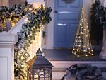 Outdoor Led Decoration Silver Metal Christmas Tree Seasonal Home Decor With Lights Beliani