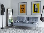 Sofa Bed Light Grey 3 Seater Drop Down Table Click Clack Beliani