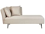Chaise Lounge Beige Left Hand Polyester Fabric Upholstery With Decorative Cushions Metal Legs Modern Design Living Room Beliani