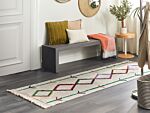 Area Rug Beige And Black Cotton 80 X 230 Cm Minimalistic Tufted Multicolour Lpattern Fringed Living Room Bedroom Beliani