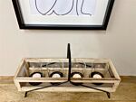 Four Piece Candle Holder In Wooden Display Tray