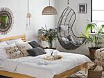 Hanging Chair Grey Rattan Without Stand Indoor-outdoor Curved Shape Boho Beliani