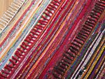 Area Rug Dark Multicolour Cotton Polyester 140 X 200 Cm Striped With Fringe Rectangular Handmade Boho Eclectic Beliani