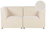 Modular 2 Seater Sofa Beige Corduroy Sectional Two Piece Sofa Modern Jumbo Cord Minimalistic Style Beliani