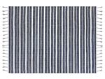 Area Rug Blue Fabric 140 X 200 Cm Living Room Bedroom Stripe Pattern Modern Beliani