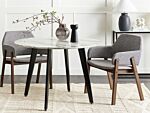 Set Of 2 Dining Chairs Dark Wood And Grey Polyester Fabric Rubberwood Legs Retro Traditional Style Beliani