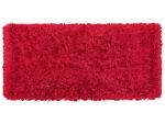 Shaggy Area Rug High-pile Carpet Solid Red Polyester Rectangular 80 X 150 Cm Beliani