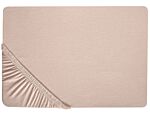 Fitted Sheet Beige Cotton 160 X 200 Cm Solid Pattern Classic Elastic Edging Bedroom Beliani