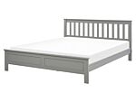 Bed Frame Grey Pine Wood King Size 5ft3 Slatted Base Scandinavian Traditional Style Bedroom Beliani