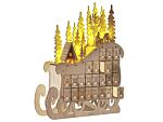 Christmas Decoration Light Poplar Wood Led Light Sleigh Advent Calendar Scandinavian Decoration Beliani