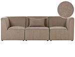 Modular 3 Seater Sofa Taupe Corduroy Sectional Two Piece Sofa Modern Jumbo Cord Minimalistic Style Beliani