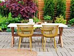 Set Of 4 Dining Chairs Yellow Plastic Indoor Outdoor Garden With Armrests Minimalistic Style Beliani