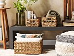 Set Of 3 Baskets Natural Water Hyacinth With Handles Woven Home Accessory For Shelves Beliani