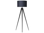 Floor Lamp Black Polycotton 156h Cm Black Metal Tripod Legs Drum Shade Modern Beliani