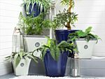 Plant Pot Planter Solid Navy Blue Fibre Clay High Gloss Outdoor Resistances 55 X 49 Cm All-weather Beliani