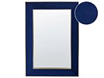 Wall Mirror Blue Velvet 50 X 70 Cm With Hooks Hanging Decorative Frame Glamour Wall Décor Beliani