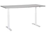 Electrically Adjustable Desk Grey Tabletop White Steel Frame 180 X 72 Cm Sit And Stand Round Feet Modern Design Beliani