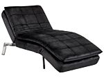 Chaise Lounge Black Velvet Tufted Adjustable Back And Legs Modern Glam Beliani