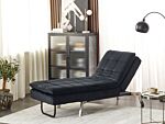 Chaise Lounge Black Velvet Tufted Adjustable Back And Legs Modern Glam Beliani