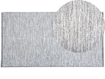 Rug Grey With Beige Wool And Cotton 80 X 150 Cm Geometric Pattern Hand Woven Flatweave Beliani