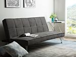 Sofa Bed Grey 3-seater Quilted Upholstery Click Clack Metal Legs Beliani