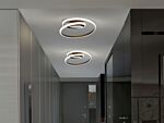 Ceiling Lamp Black Aluminium Iron Integrated Led Lights Round Shape Rings Decorative Modern Glamour Lighting Beliani