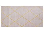 Area Rug Pink Gold Pattern 80 X 150 Cm Viscose Geometric Living Room Bedroom Beliani