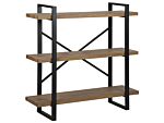 3 Tier Bookcase Dark Wood With Black Metal Frame Open Shelves Industrial Cross-back Home Storage Minimalist Freestanding Unit Beliani