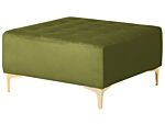 Ottoman Green Velvet Tufted Fabric Modern Living Room Square Footstool Gold Legs Beliani