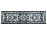 Runner Rug Runner Grey And Blue Polyester 80 X 300 Cm Oriental Distressed Living Room Bedroom Decorations Beliani