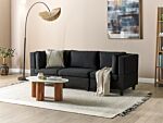 Modular Sofa Black Fabric Upholstered 3 Seater Cushioned Backrest Modern Living Room Couch Beliani