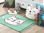 Area Rug Green Cat Print Cotton Fabric 60 X 90 Cm Small Decoration For Nursery Children Beliani