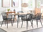 Set Of 2 Dining Chairs Black Synthetic Seat Metal Legs Open Net Back Modern Living Room Scandinavian Style Beliani