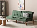 Sofa Bed Green 3-seater Quilted Upholstery Click Clack Split Back Metal Legs Beliani