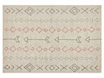 Area Rug Beige Cotton 140 X 200 Cm Minimalistic Hand Tufted Design Geometric Pattern Living Room Bedroom Beliani