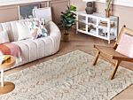 Area Rug Beige Cotton 140 X 200 Cm Minimalistic Hand Tufted Design Geometric Pattern Living Room Bedroom Beliani