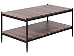 Coffee Table Dark Wood Black Mdf Metal 100 X 52 X 45 Cm Modern Industrial 2-tier Beliani