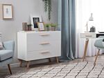 Chest Of Drawers White 3 Drawers Matte Finish Scandinavian Beliani