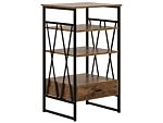 Console Table Tv Stand Dark Wood And Metal 3 Shelves 1 Drawer Home Office Furniture Modern Style Beliani