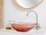 Countertop Wash Basin Red Solid Surface 340 X 360 Mm Semi-transparent Bathroom Sink Beliani