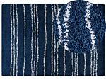 Shaggy Area Rug Blue And White Polypropylene 160 X 230 Cm Modern Striped Pattern Living Room Accessories Beliani