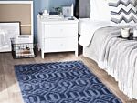 Rug Blue Viscose 80 X 150 Cm Geometric Pattern Hand Woven Flatweave Beliani