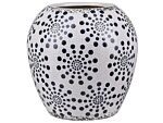 Flower Vase White And Blue Stoneware Distressed Look Dot Pattern Waterproof Retro Design Beliani