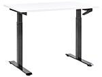 Manually Adjustable Desk White Tabletop Black Steel Frame 120 X 72 Cm Sit And Stand Square Feet Modern Design Office Beliani