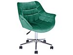 Office Swivel Chair Green Velvet Height Adjustable Beliani