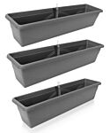 Gardenico - Self-irrigating Planter For Balconies 800mm - Anthracite - Triple Pack