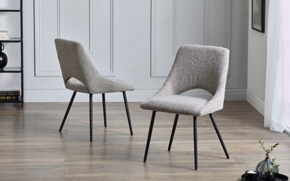 Iris Boucle Dining Chair - Grey